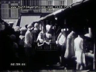 Dutch market, people on bicycles, women in national costume, Netherlands, 1920's Film 7379