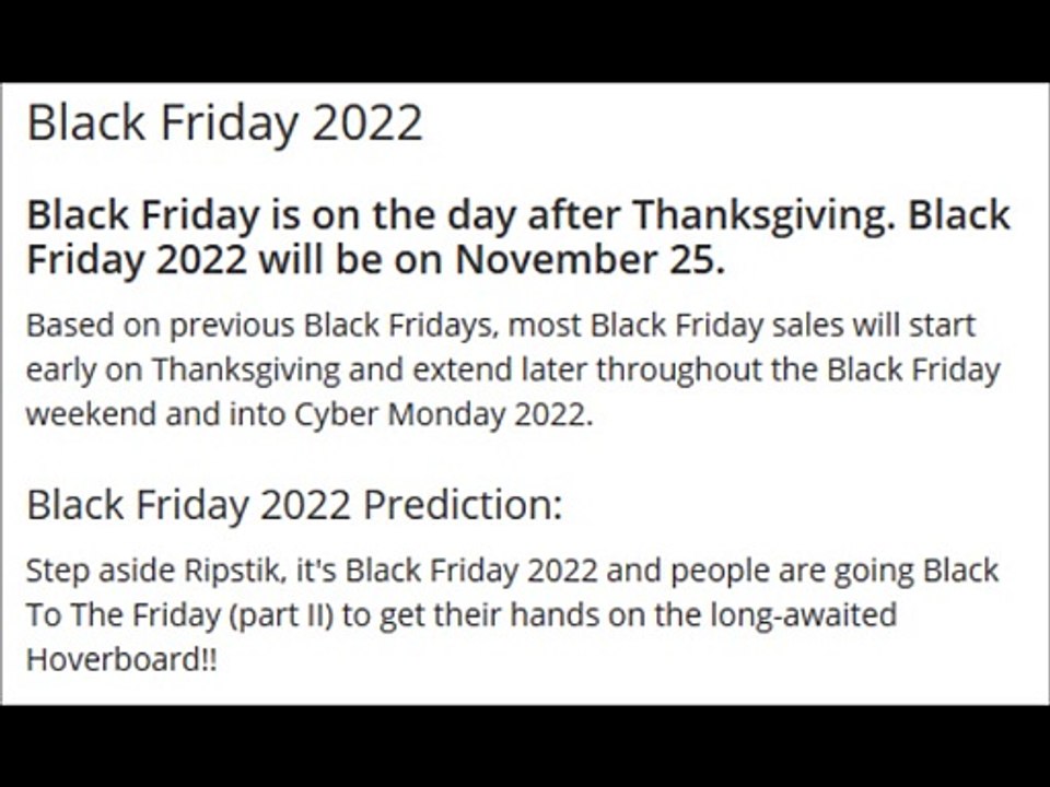 Black Friday 2022