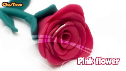 Pink flower (Rose) - Polymer clay tutorial  وردة - تشكيل صلصال للأطفال