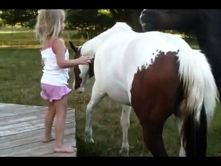 Horses and kids having fun
