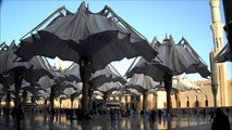 The Umbrellas closing of Masjid Al Nabawi In Medina Prophet's Mosque