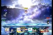 SSBB WiFi (Basic Brawl) - Kirby's B Attack KOs Zelda TWICE   Lucky Recovery and KO by Marth