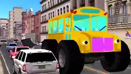 School Bus Cartoons for Children | School Bus Crushing Cars | Police Cars School Monster T