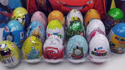 17 Surprise Eggs Kinder Surprise Cars 2 Zaini Spongebob Thomas