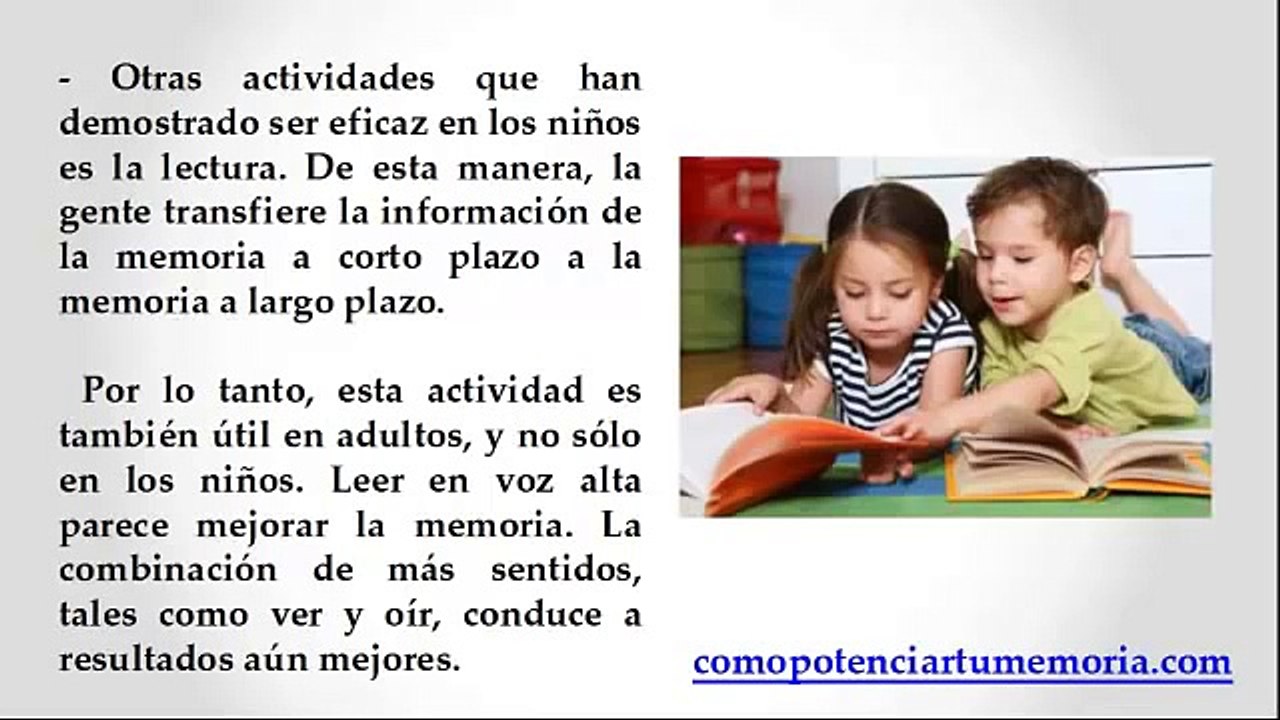 Ejercicios para potenciar la Memoria en los Niños
