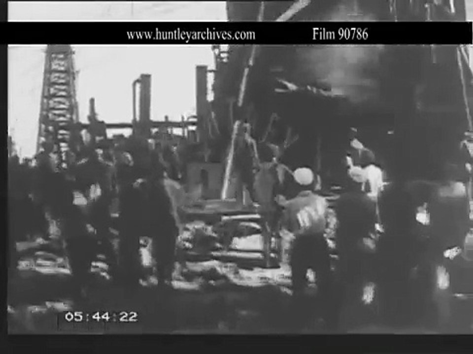 Baku, Azerbaijan oilfield in the 1930's.  Film 90786
