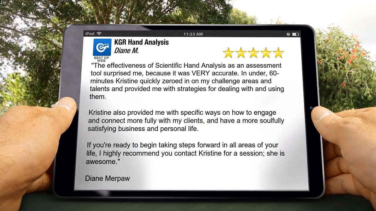 KGR Hand Analysis, Outstanding 5 Star Review by Diane M.-Scientific Hand Analysis