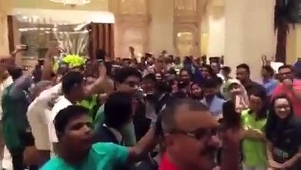 Pakistan Team welcome at their Hotel in Sri Lanka
