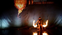 Far East fire festival 2012, Vladivostok. Mariana Ten performance with fire fans