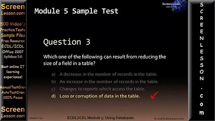 European Computer Driving Licence Module 5 Access: Test Q. Solution