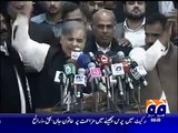 Shahbaz Sharif emotional breaks mic, almost knocks down dais