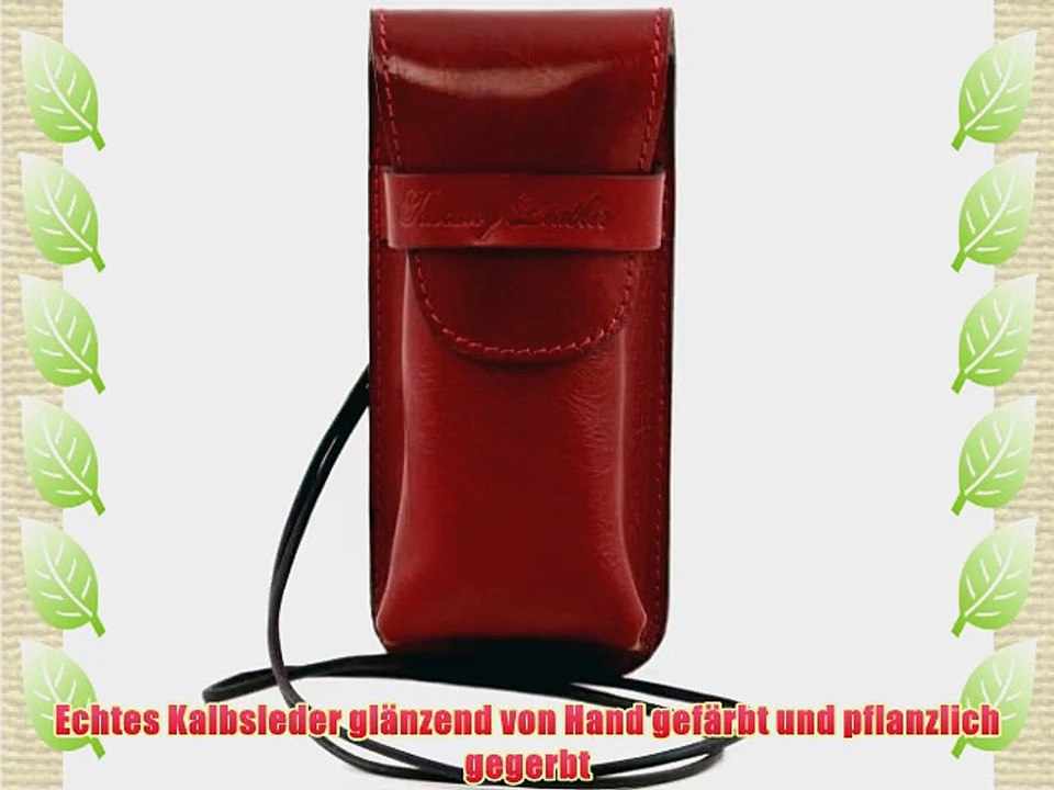 Tuscany Leather Exklusives Brillenetui aus Leder/Smartphone Etui aus Leder Rot