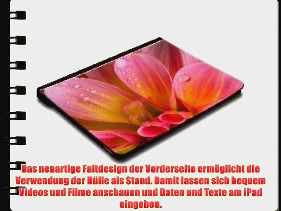 Blumen 10018 Rote Blume Schwarz iPad 4 3 2 Smart Back Case Leder Tasche Shutzh?lle H?lle -