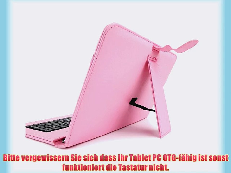F?r Ihr Samsung Galaxy Tab 4 101: Deutsche Tablet-Tastatur rosa H?lle und Auto-Ladeger?t