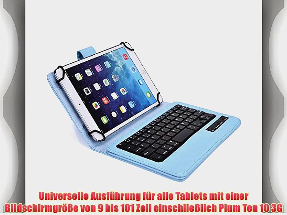 Cooper Cases(TM) Infinite Executive Plum Ten 10 3G Universal Folio-Tastatur in Hellblau (Lederh?lle