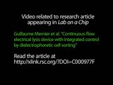 Continuous-flow electrical lysis device with integrated control by dielectrophoretic cell sorting