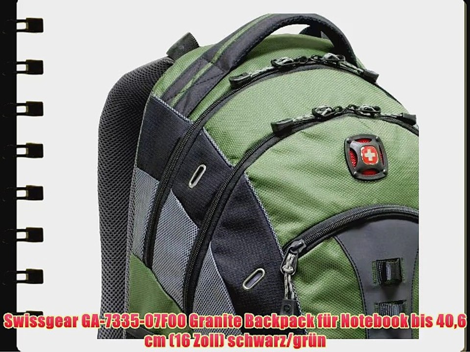 Swissgear GA-7335-07F00 Granite Backpack f?r Notebook bis 406 cm (16 Zoll) schwarz/gr?n