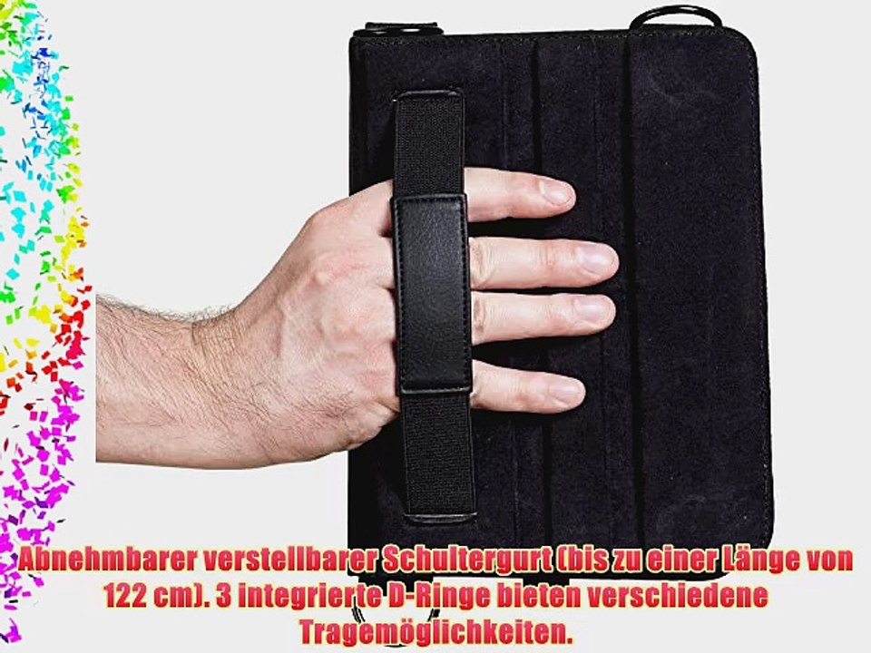Cooper Cases(TM) Magic Carry Verykool T742 KolorPad Tablet Folioh?lle mit Schultergurt in Schwarz