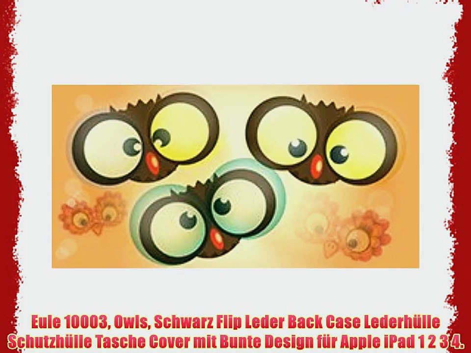 Eule 10003 Owls Schwarz Flip Leder Back Case Lederh?lle Schutzh?lle Tasche Cover mit Bunte