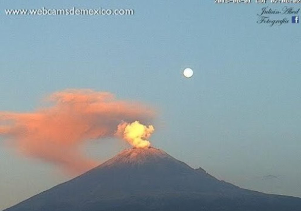 Blue Moon Shines Over Eruptions From the Popocatépetl Volcano