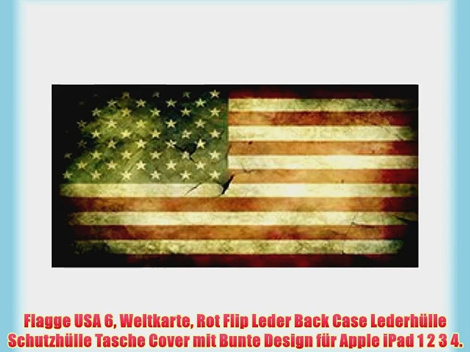 Flagge USA 6 Weltkarte Rot Flip Leder Back Case Lederh?lle Schutzh?lle Tasche Cover mit Bunte