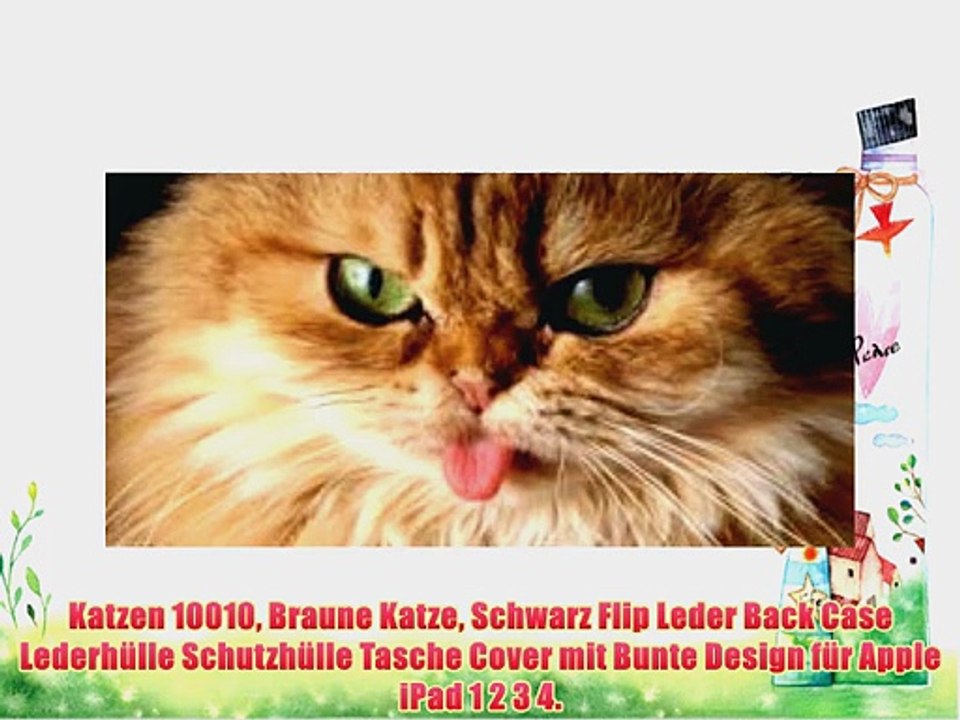 Katzen 10010 Braune Katze Schwarz Flip Leder Back Case Lederh?lle Schutzh?lle Tasche Cover
