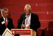 David Lepkojus accepts the IU School of Education Distinguished Alumni Award