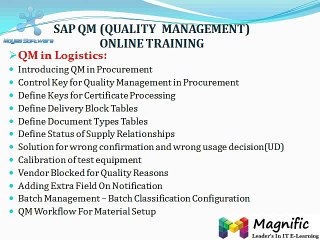 Sap qm online training in vijayawada