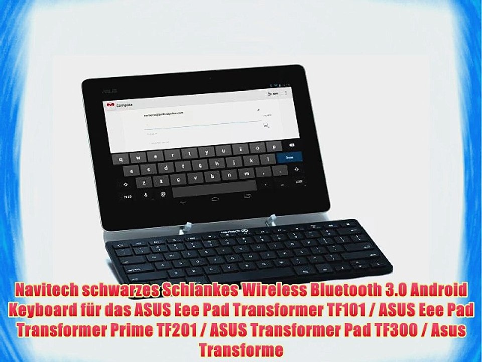 Navitech schwarzes Schlankes Wireless Bluetooth 3.0 Android Keyboard f?r das ASUS Eee Pad Transformer