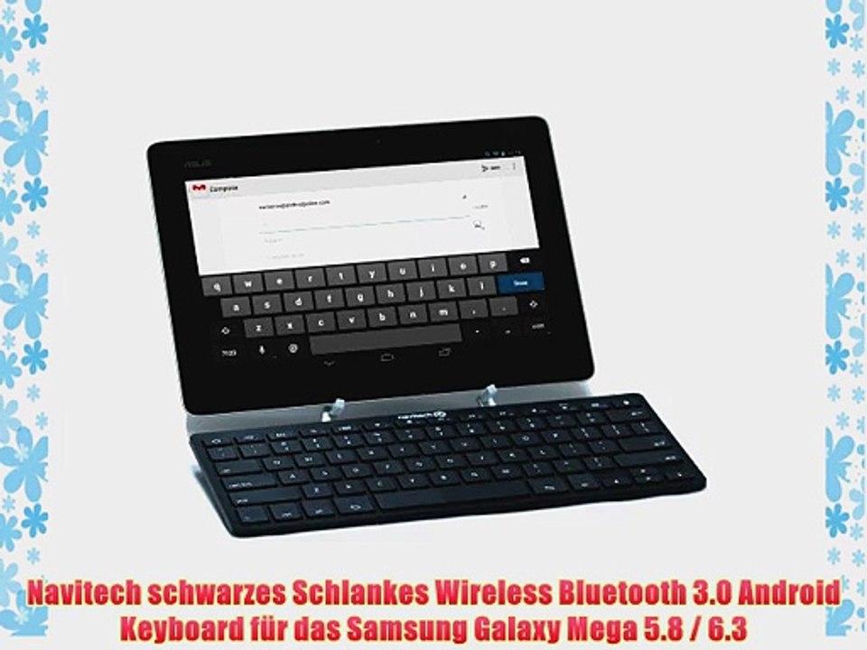 Navitech schwarzes Schlankes Wireless Bluetooth 3.0 Android Keyboard f?r das Samsung Galaxy