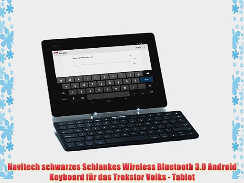 Navitech schwarzes Schlankes Wireless Bluetooth 3.0 Android Keyboard f?r das Trekstor Volks