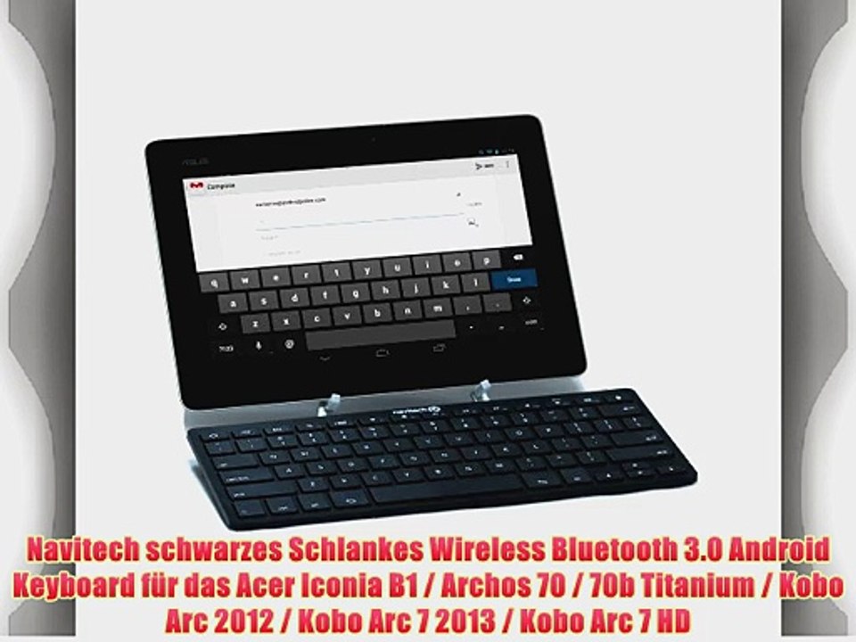 Navitech schwarzes Schlankes Wireless Bluetooth 3.0 Android Keyboard f?r das Acer Iconia B1