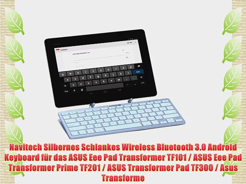 Navitech Silbernes Schlankes Wireless Bluetooth 3.0 Android Keyboard f?r das ASUS Eee Pad Transformer