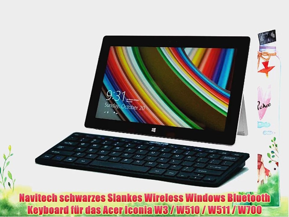 Navitech schwarzes Slankes Wireless Windows Bluetooth Keyboard f?r das Acer Iconia W3 / W510