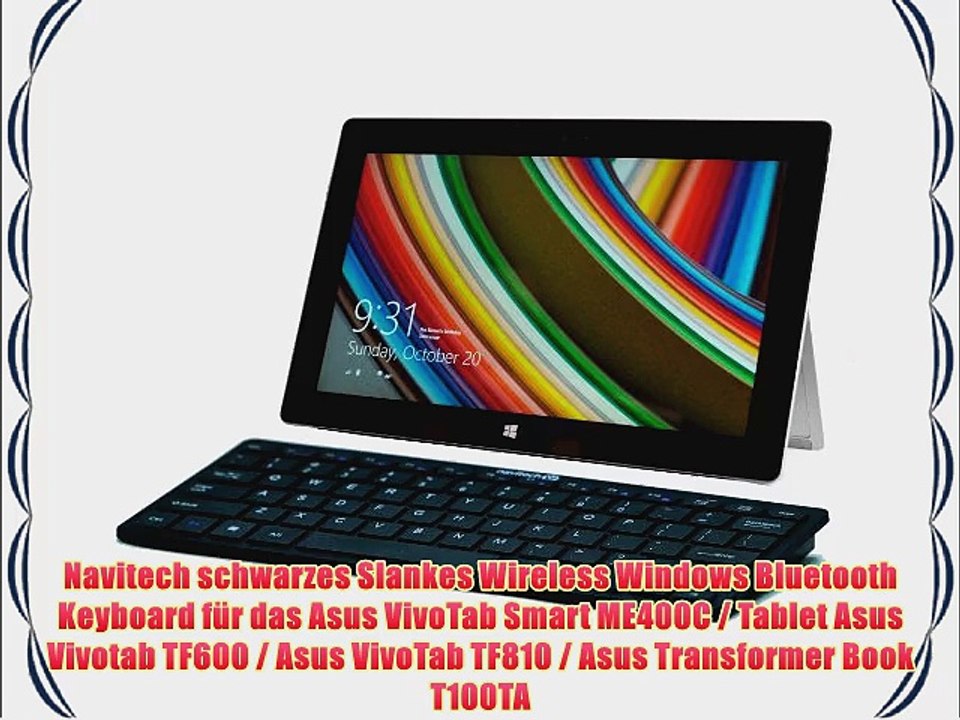 Navitech schwarzes Slankes Wireless Windows Bluetooth Keyboard f?r das Asus VivoTab Smart ME400C