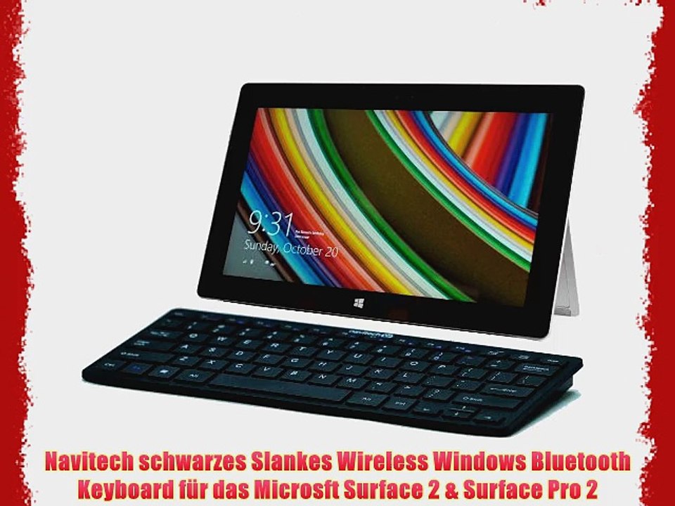 Navitech schwarzes Slankes Wireless Windows Bluetooth Keyboard f?r das Microsft Surface 2