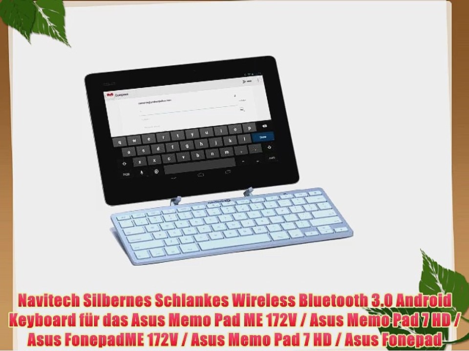 Navitech Silbernes Schlankes Wireless Bluetooth 3.0 Android Keyboard f?r das Asus Memo Pad