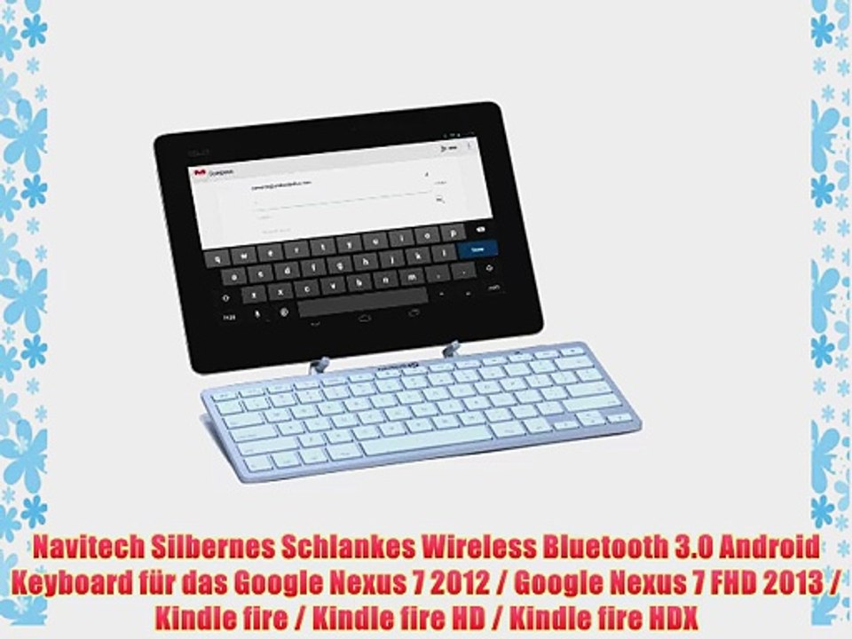 Navitech Silbernes Schlankes Wireless Bluetooth 3.0 Android Keyboard f?r das Google Nexus 7