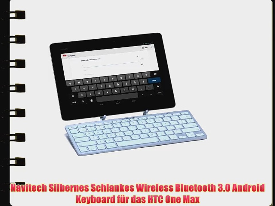 Navitech Silbernes Schlankes Wireless Bluetooth 3.0 Android Keyboard f?r das HTC One Max