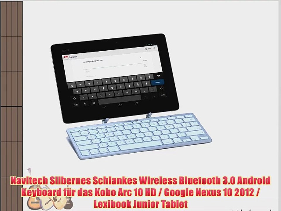 Navitech Silbernes Schlankes Wireless Bluetooth 3.0 Android Keyboard f?r das Kobo Arc 10 HD