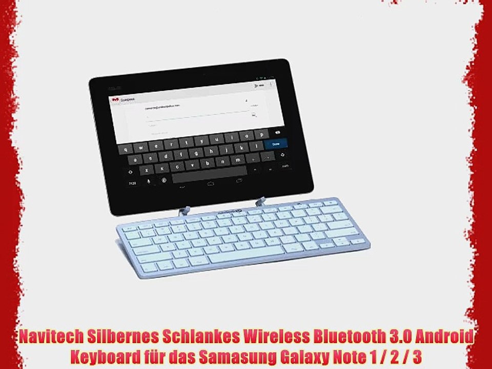 Navitech Silbernes Schlankes Wireless Bluetooth 3.0 Android Keyboard f?r das Samasung Galaxy
