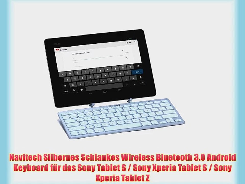 Navitech Silbernes Schlankes Wireless Bluetooth 3.0 Android Keyboard f?r das Sony Tablet S