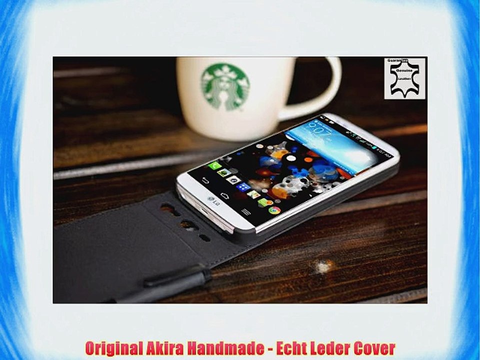 Original Akira Hand Made Echt Leder LG G2 Cover Handgemacht Case Schutzh?lle Etui Flip Wallet