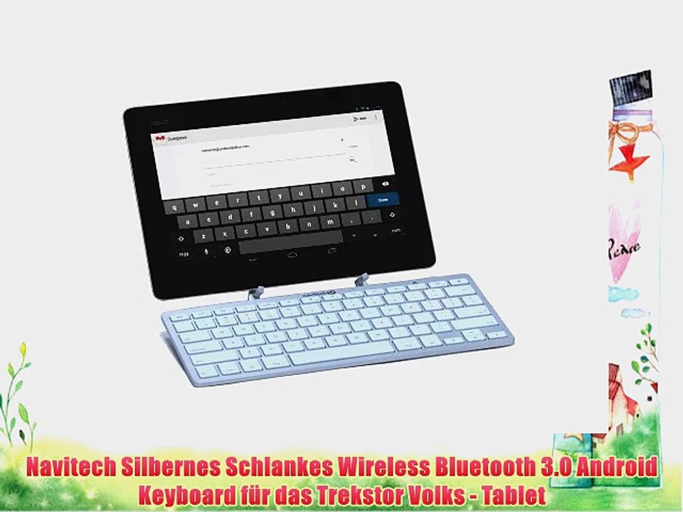 Navitech Silbernes Schlankes Wireless Bluetooth 3.0 Android Keyboard f?r das Trekstor Volks