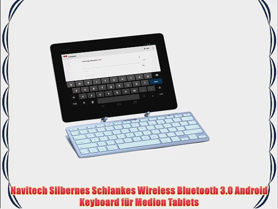 Navitech Silbernes Schlankes Wireless Bluetooth 3.0 Android Keyboard f?r Medion Tablets