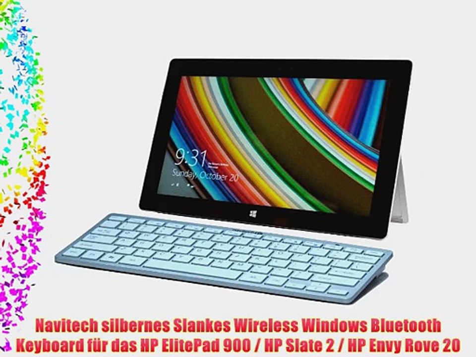 Navitech silbernes Slankes Wireless Windows Bluetooth Keyboard f?r das HP ElitePad 900 / HP