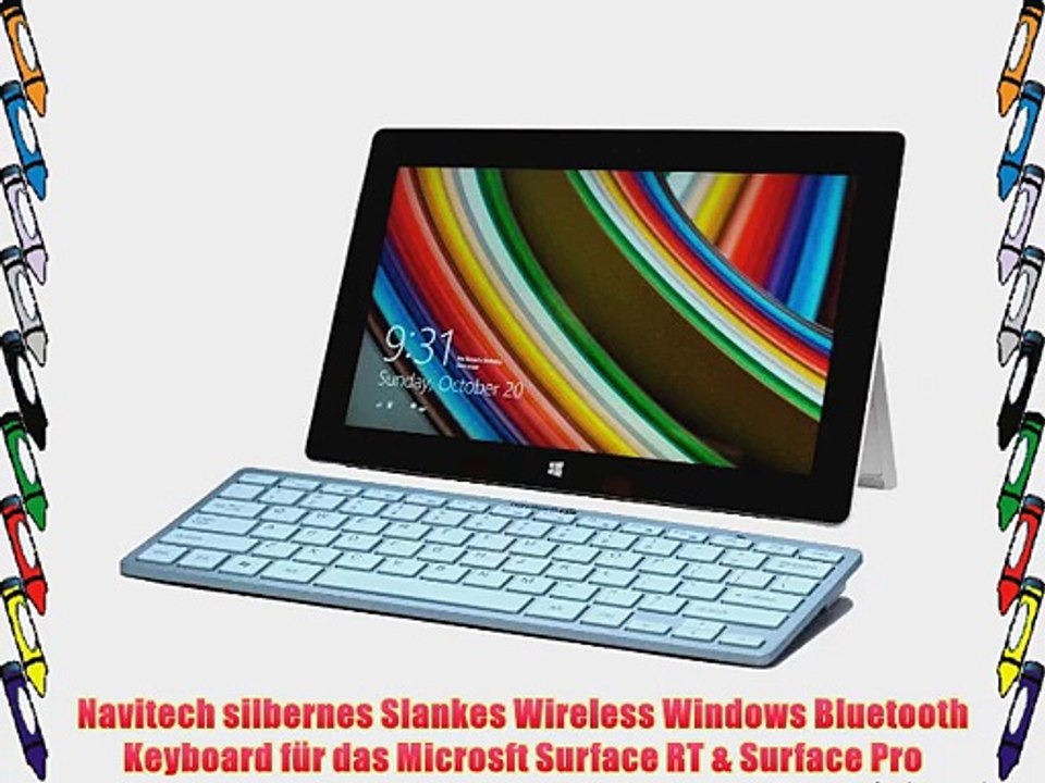 Navitech silbernes Slankes Wireless Windows Bluetooth Keyboard f?r das Microsft Surface RT