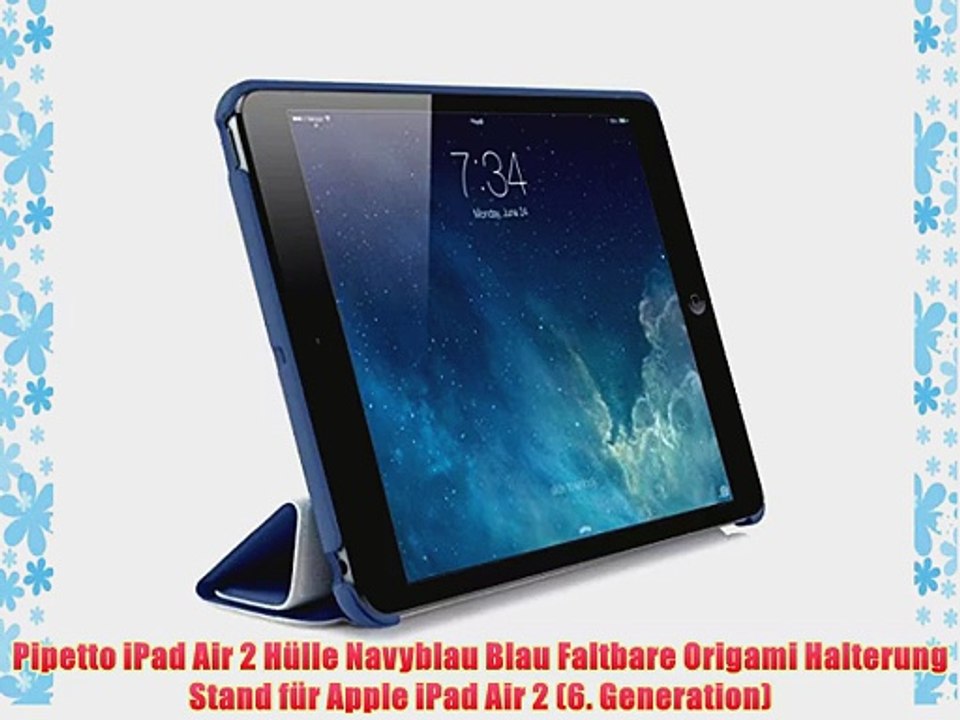 Pipetto iPad Air 2 H?lle Navyblau Blau Faltbare Origami Halterung Stand f?r Apple iPad Air