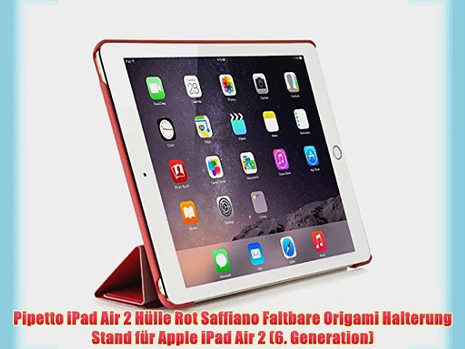 Pipetto iPad Air 2 H?lle Rot Saffiano Faltbare Origami Halterung Stand f?r Apple iPad Air 2