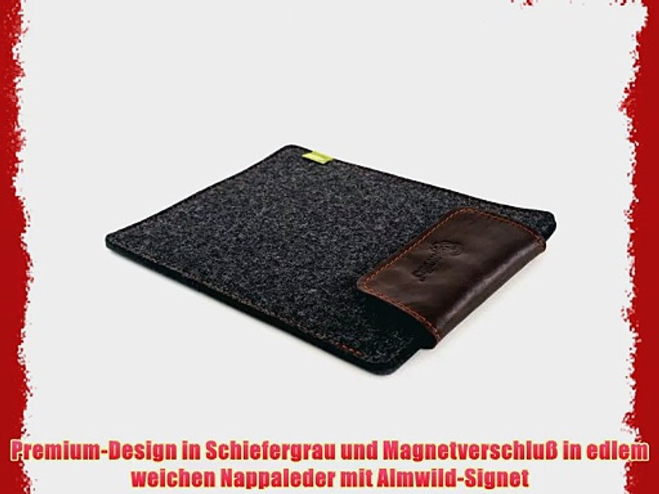 Almwild iPad Mini H?lle. Smart Cover geeignet! In Schiefergrau mit Echtleder-Verschlu? - Nappaweiche